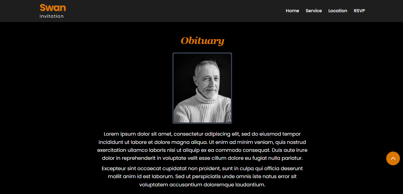 Swan Invitation (Dark Theme)